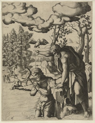 Kristi dåp The Life of John the Baptist (serietittel) av Hans Liefrinck (I) (attributed to)