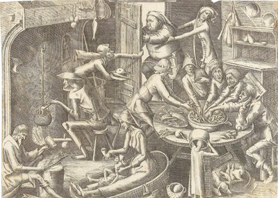 The Poor Kitchen etter Pieter Brueghel I, ca 1563. av Hans Liefrinck the Elder