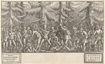 Slaget om de nakne menn og bønder av Hans Lützelburger, after Master NH