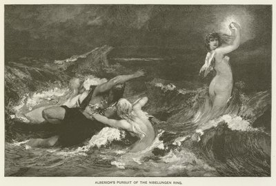 Alberichs jakt på Nibelungen-ringen av Hans Makart