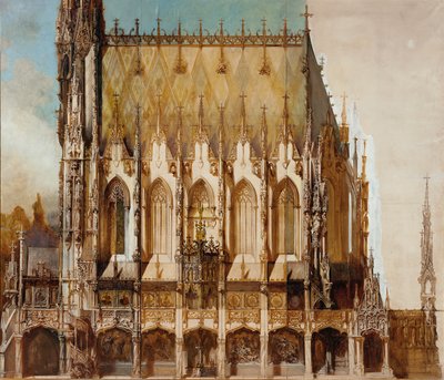 Gotisk gravkirke St. Michael, sett fra siden av Hans Makart