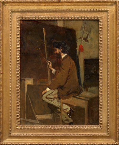 Selvportrett av Hans Makart foran et staffeli av Hans Makart