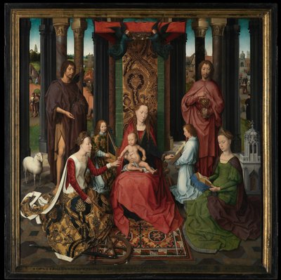 Sentralpanel av Triptych of Saint John the Baptist og Saint John the Evangelist av Hans Memling