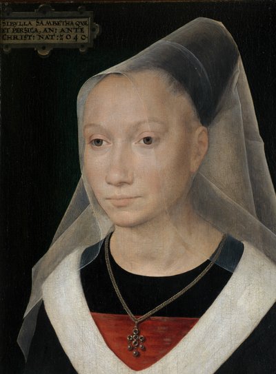 Detalj av portrett av en ung kvinne av Hans Memling