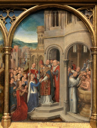 Detalj av relikvieskrinet til Saint Ursula av Hans Memling