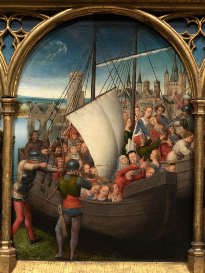 Detalj av relikvieskrinet til Saint Ursula av Hans Memling