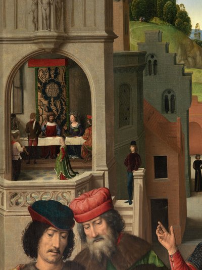Detalj av venstre panel av Triptych of Saint John the Baptist og Saint John the Evangelist av Hans Memling