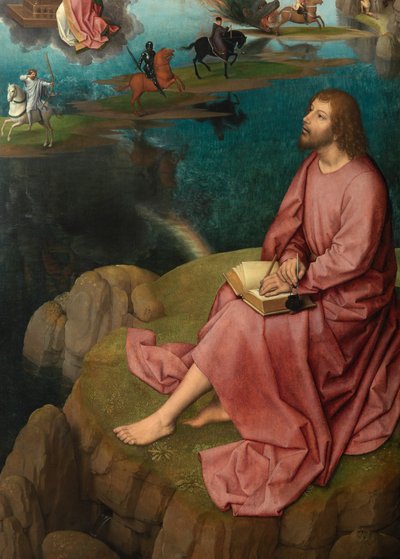 Detalj av høyre panel av Triptych of Saint John the Baptist og Saint John the Evangelist av Hans Memling