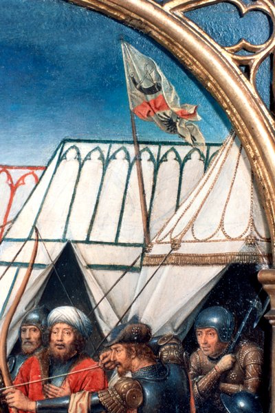 St Ursula-helligdommen, Martyrium i Köln, Detalj, 1489 av Hans Memling