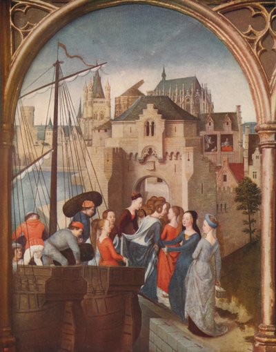 St. Ursulas ankomst til Köln, 1489, c1915 av Hans Memling