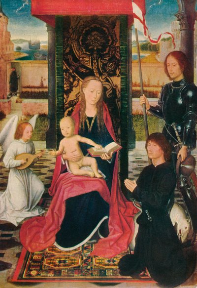 Jomfruen og barnet med en engel, c1480 av Hans Memling