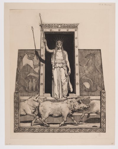 Circe gjør Odysseus' menn til griser av Hans Nikolaj Hansen