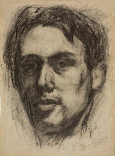Selvportrett recto, Sketch verso, 1909. av Hans Richter