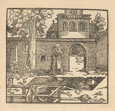 Gråtende kvinne ved en grav av Hans Schäufelein (possibly)