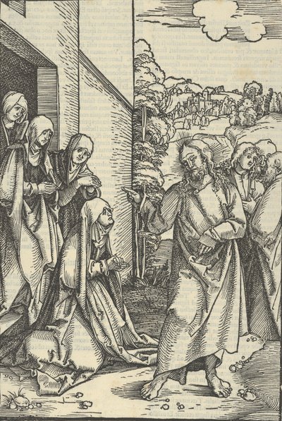 Kristus tar avskjed med sin mor, fra speilet av lidenskapen til vår Herre Jesu Kristi, 1507., 1507. av Hans Schäufelein the Elder