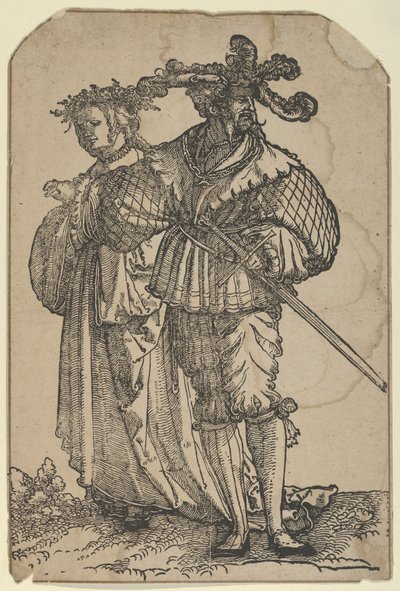 Dancing Couple I, fra The Wedding Dancers restrike. av Hans Schäufelein the Elder