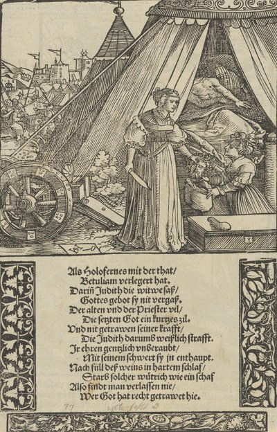 Judith med hodet av Holophernes, fra Das Büchle Memorial, 1533. av Hans Schäufelein the Elder