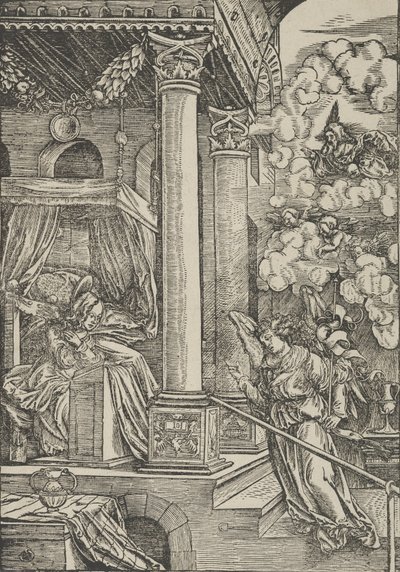Kunngjøringen. av Hans Schäufelein the Elder