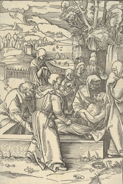Gravleggingen, fra speilet av lidenskapen til vår Herre Jesu Kristi, 1507. av Hans Schäufelein the Elder