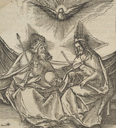 Den hellige treenighet, fra Hymmelwagen om hvem som lever godt..., 1517. av Hans Schäufelein the Elder