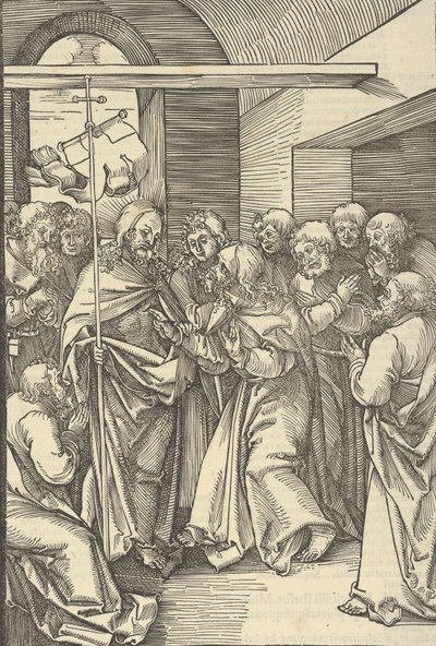 The Incredulity of Thomas, fra speilet av lidenskapen til vår Herre Jesu Kristi, 1507. av Hans Schäufelein the Elder