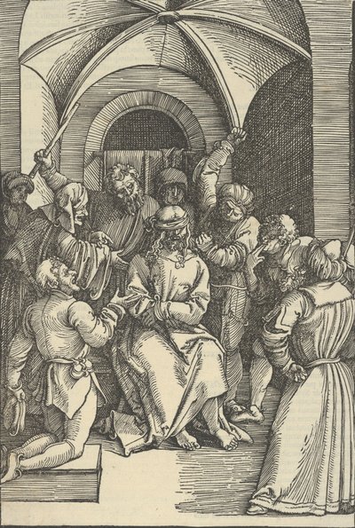 The Mocking of Christ, fra speilet av lidenskapen til vår Herre Jesu Kristi, 1507. av Hans Schäufelein the Elder