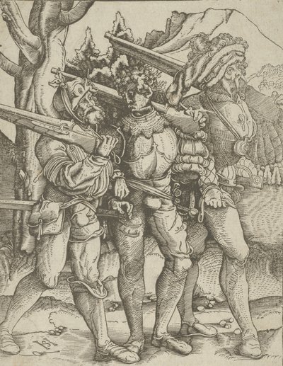 Tre soldater med musketter, ca. 1511-15. av Hans Schäufelein the Elder