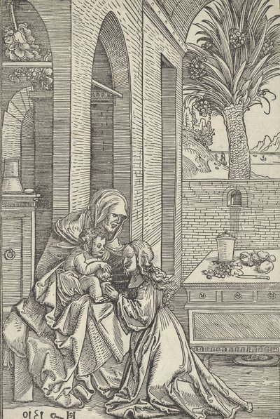 Jomfru og barn med Saint Anne, 1510. av Hans Schäufelein the Elder