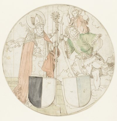 De hellige Christopher og Erasmus, hver med et våpenskjold av Hans Sebald Beham (possibly)