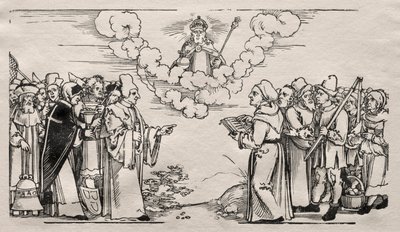 Tvist mellom Luther og en katolsk teolog. av Hans Sebald Beham