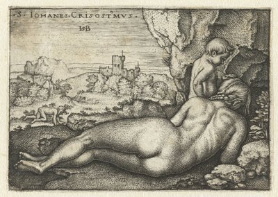 Saint John Chrysostom som en eremitt i ørkenen av Hans Sebald Beham