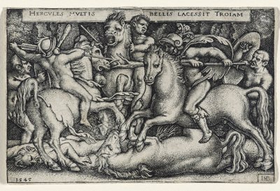 Hercules Fighting against the Trojans, 1545 (gravering på lagt papir) av Hans Sebald Beham