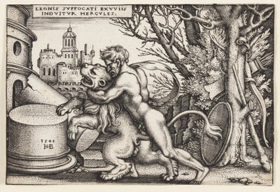 Hercules og Nemean Lion av Hans Sebald Beham
