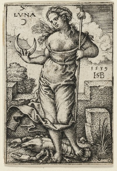 Moon, plate syv fra The Seven Planets with the Zodiacs av Hans Sebald Beham