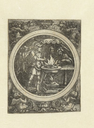 Mucius Scaevola med høyre hånd i ilden av Hans Sebald Beham