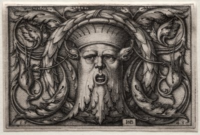 Ornament av Satyrs hode og krans av Hans Sebald Beham