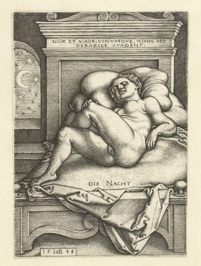 Naken kvinne sover som om natten That Night (tittel på objekt) av Hans Sebald Beham