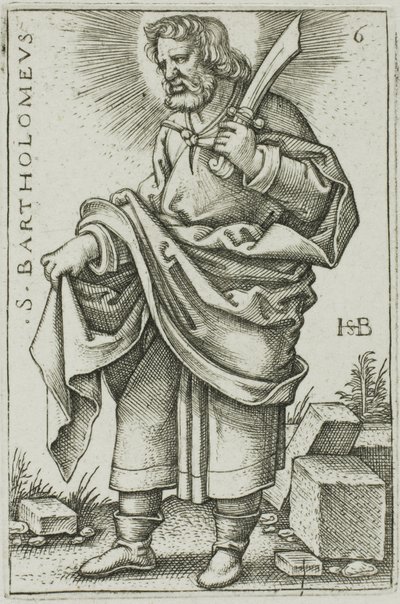 St. Bartholomew, plate 6 fra De tolv apostler av Hans Sebald Beham