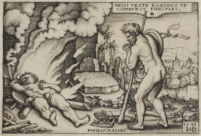 The Death of Hercules, fra The Labors of Hercules, 1548 av Hans Sebald Beham