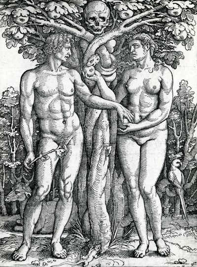 Adams og Evas fall, ca. 1525-27 (tresnitt) av Hans Sebald Beham