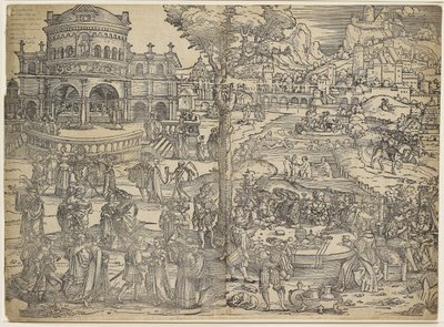 The Feast of Herodes (tresnitt, trykt fra to blokker) av Hans Sebald Beham