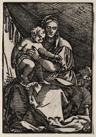 Den hellige familie under et telt av Hans Sebald Beham