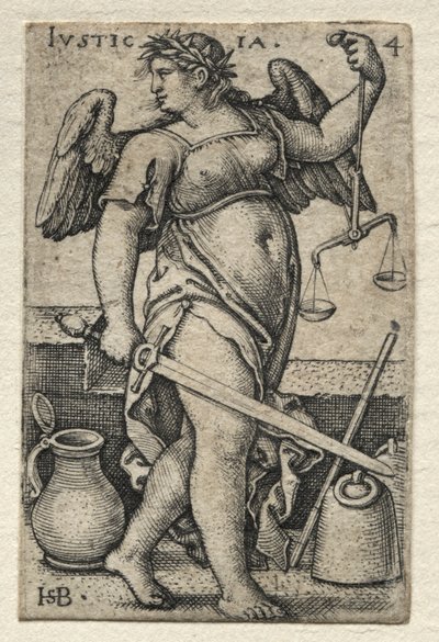 Kunnskapen om Gud og de syv kardinaldydene: Rettferdighet - Justicia av Hans Sebald Beham