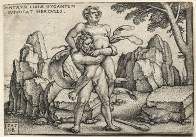 The Labors of Hercules: Hercules Crushing Antaeus, 1545. av Hans Sebald Beham