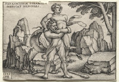 The Labors of Hercules: Hercules Crushing Antaeus, 1545. av Hans Sebald Beham