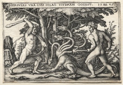 The Labors of Hercules: Hercules Killing the Lernean Hydra, 1545. av Hans Sebald Beham
