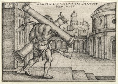 The Labors of Hercules: Hercules and the Columns of Gades av Hans Sebald Beham