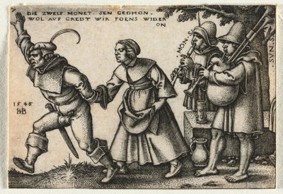 Bondebryllupet eller de tolv måneder: nr. 7, 1546. av Hans Sebald Beham