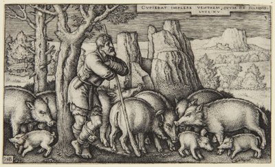 Den fortapte sønn III: sønnen blant svinene av Hans Sebald Beham