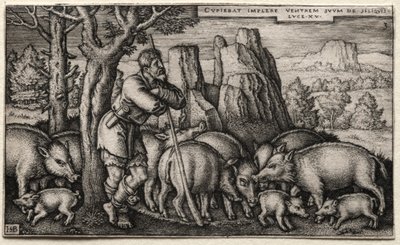 The Prodigal Son: Tending Swine av Hans Sebald Beham